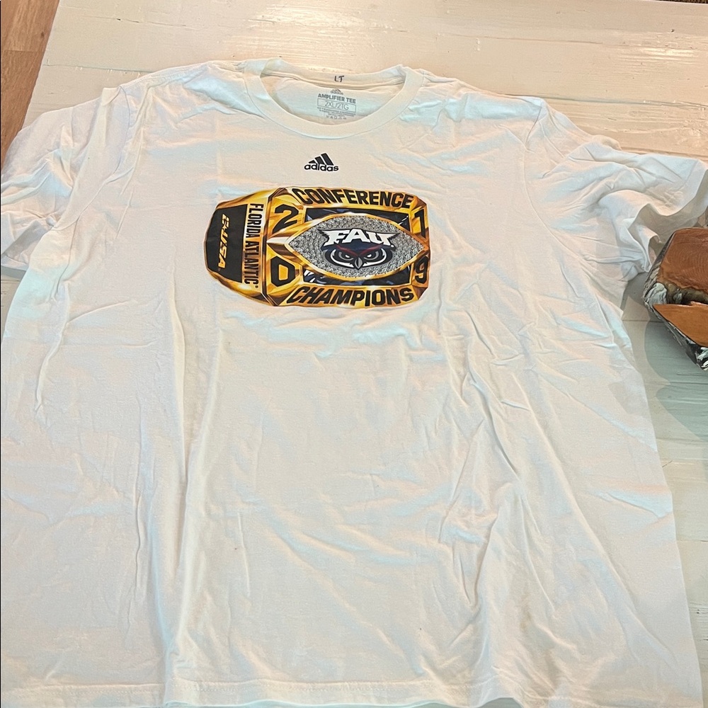 Adidas White FAU Conference Champions Men's Tee